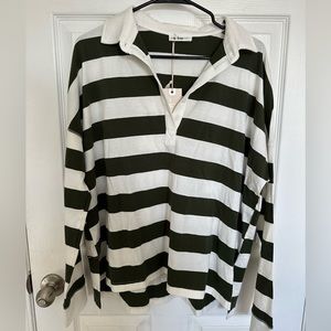 NWT In Loom Striped Rugby Polo Longsleeve Shirt